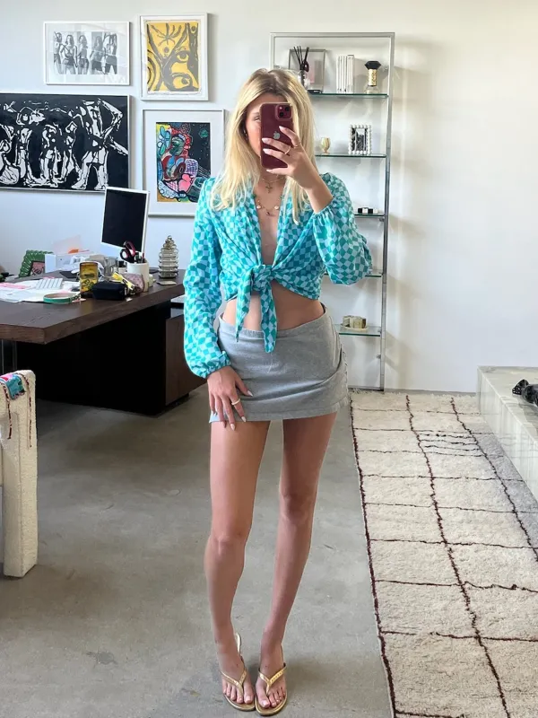 LUNA BLOUSE IN GREEN BLUE CHECKERS- SAMPLE SALE sold by RESA