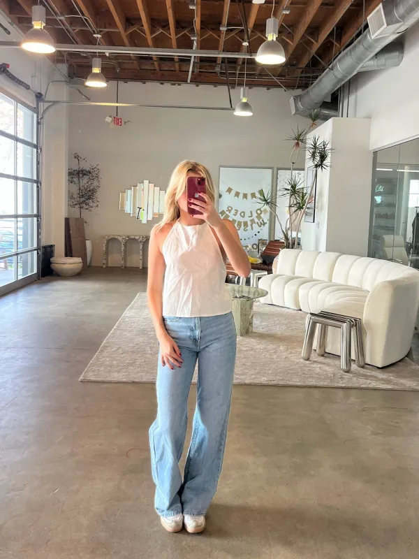 HALTER TOP IN WHITE LINEN- SAMPLE SALE sold by RESA