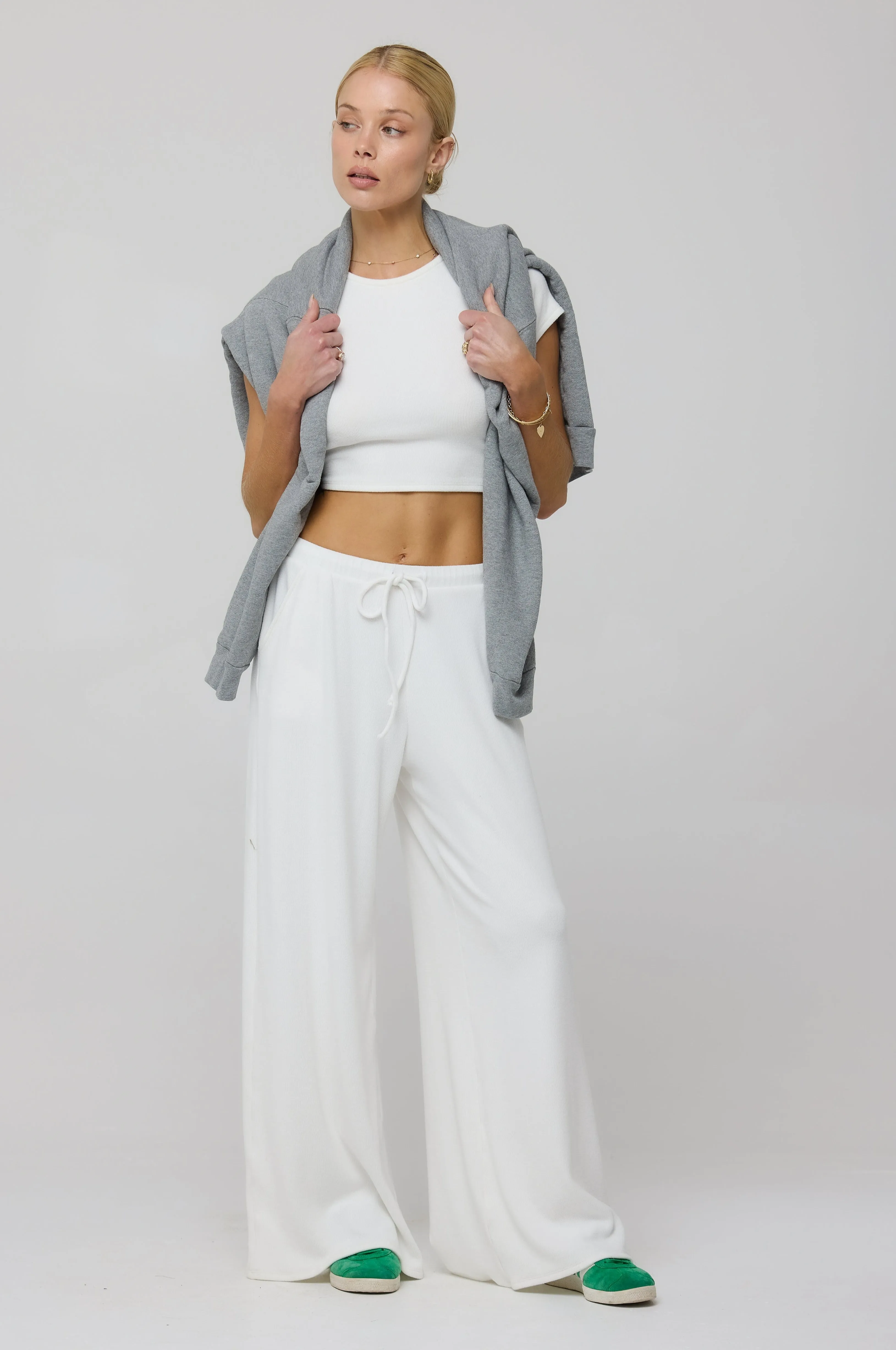 Chase Rib Pant in White sold by RESA