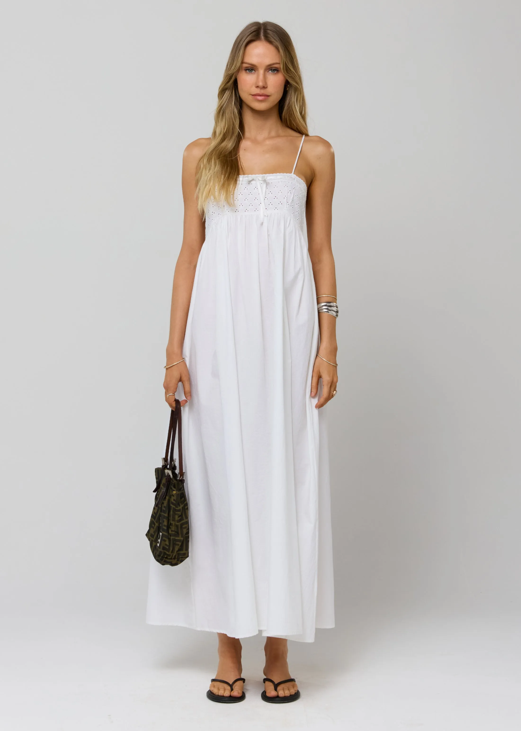 Kira Dress in White Eyelet sold by RESA