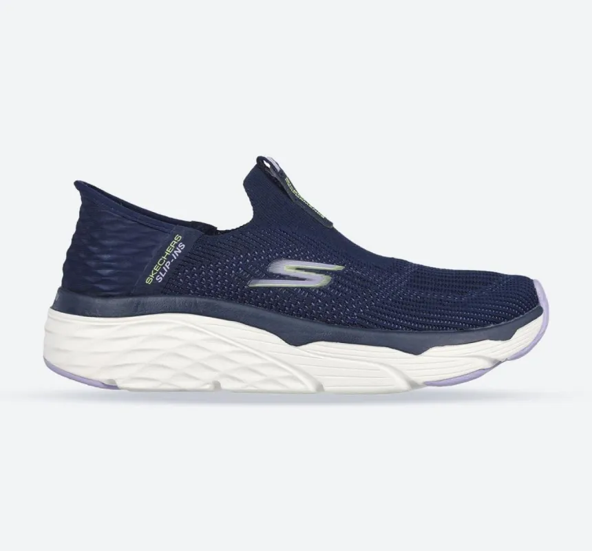 Women's Wide Fit Skechers 128571 Max Cushioning Smooth Trainers - Navy/Lavender sold by Wide Fit Shoes