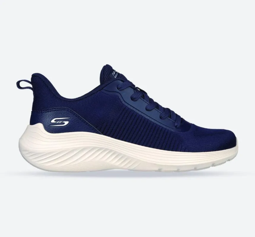 Women's Wide Fit Skechers 117470 Bobs Squad Waves Sports Trainers - Navy sold by Wide Fit Shoes