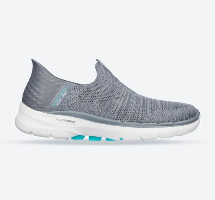 Women's Wide Fit Skechers 124569 Slip-ins GO WALK 6 Fabulous View Trainers - Grey sold by Wide Fit Shoes