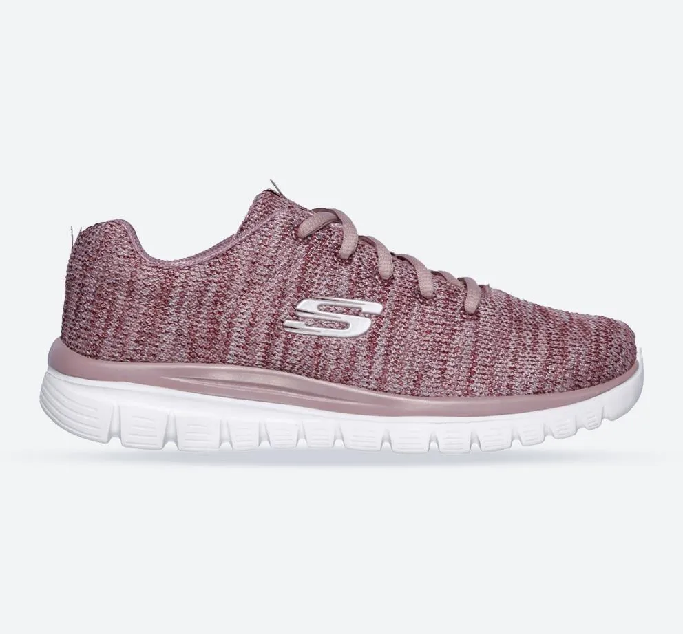 Women's Wide Fit Skechers 12614 Graceful Twisted Fortune Trainers - Mauve sold by Wide Fit Shoes