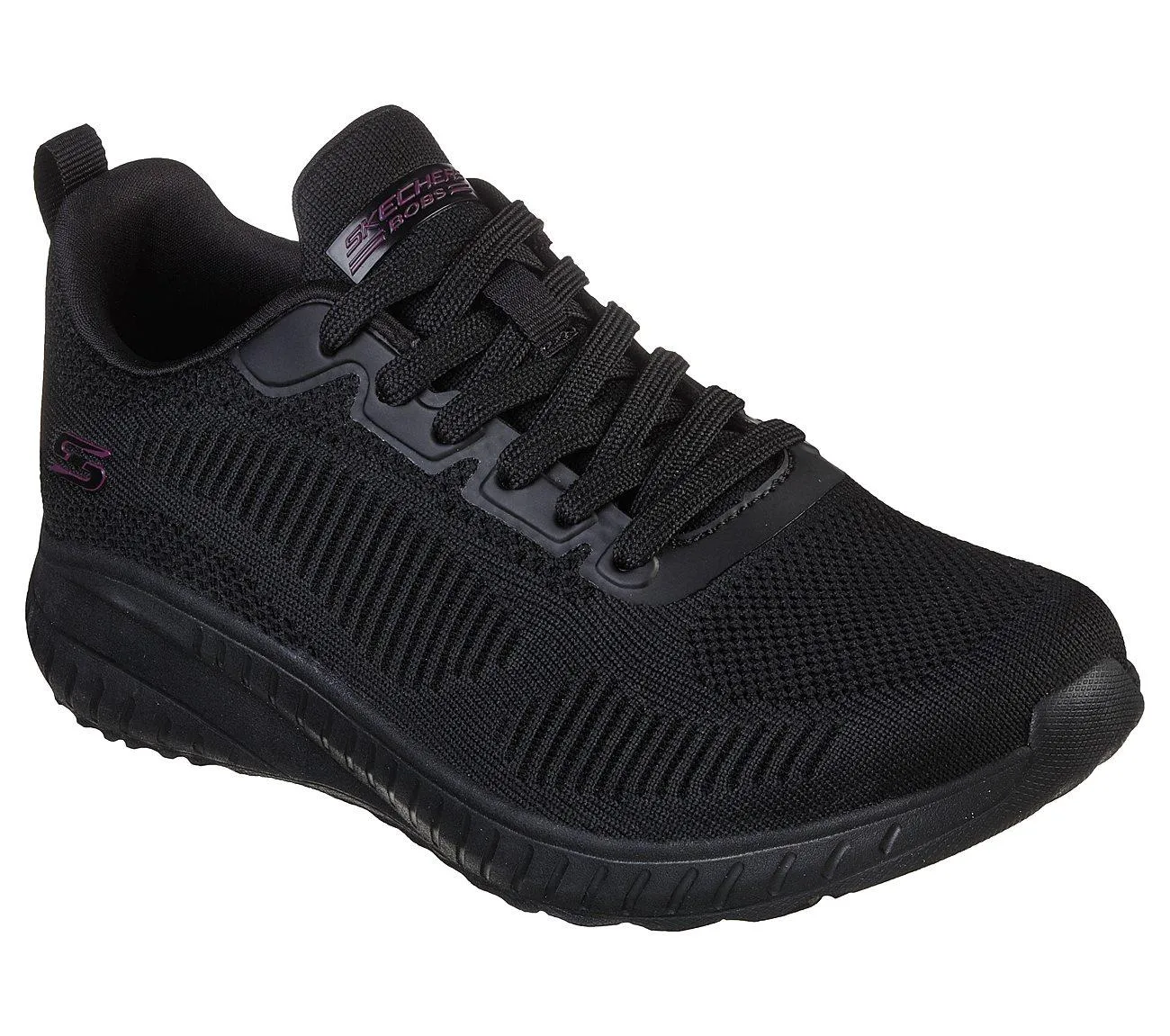 Womens Wide Fit Skechers Bobs Squad Chaos Face Off 117209 Vegan Trainers - Black sold by Wide Fit Shoes product image thumbnail 3