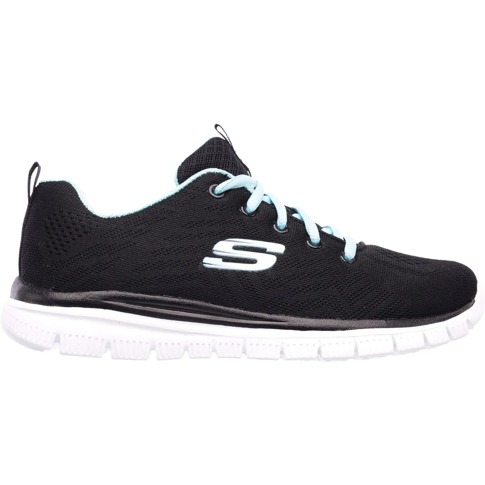 Women's Wide Fit Skechers 12615 Graceful Get Connected Sports Trainers - Black/Turquoise sold by Wide Fit Shoes product image thumbnail 2