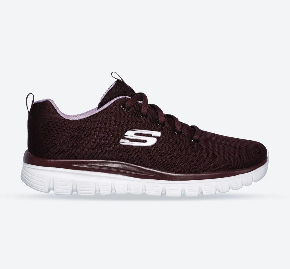 Women's Wide Fit Skechers 12615 Graceful Get Connected Sports Trainers - Wine sold by Wide Fit Shoes