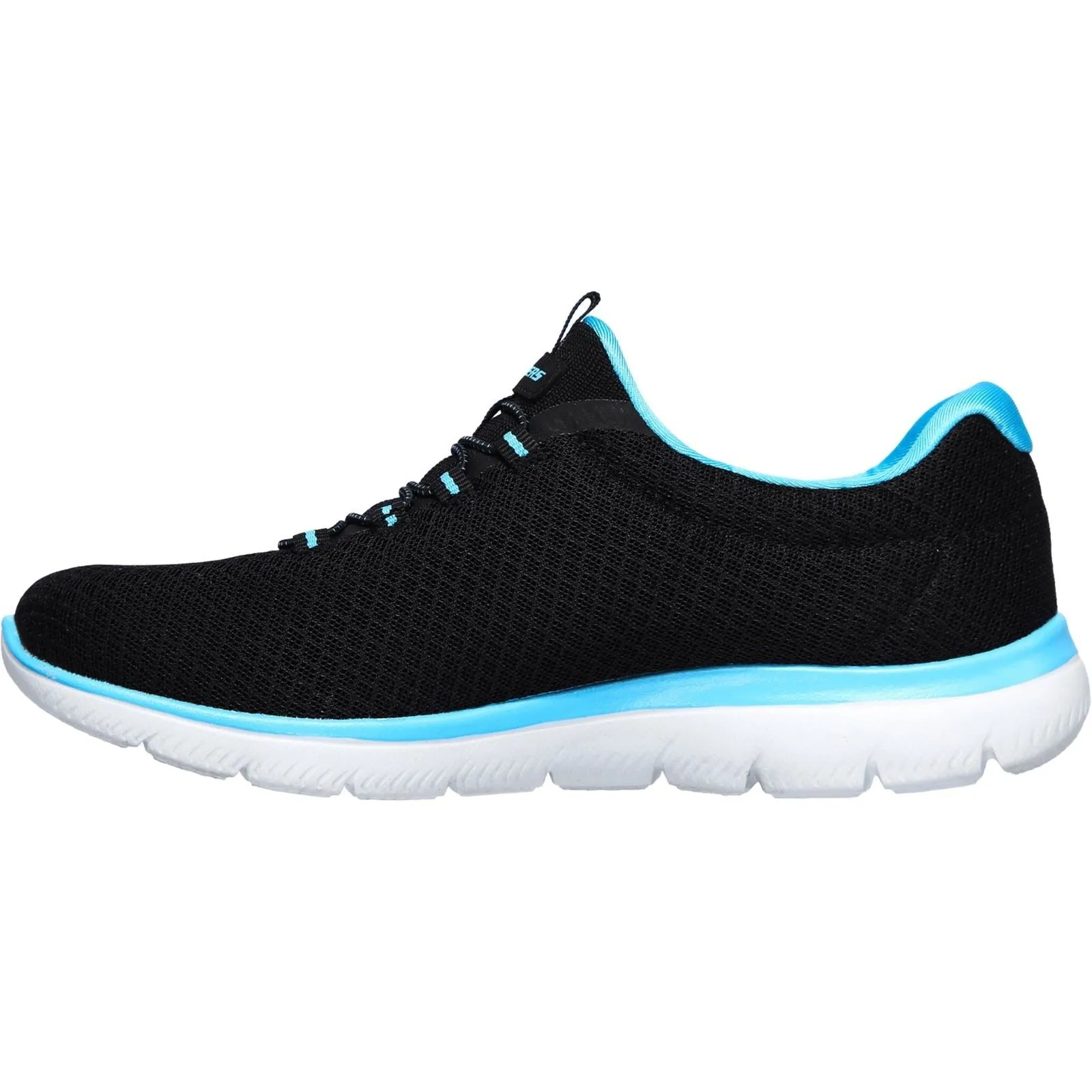 Women's Wide Fit Skechers 12980 Summits Slip On Sports Trainers - Black/Turquoise sold by Wide Fit Shoes product image thumbnail 4