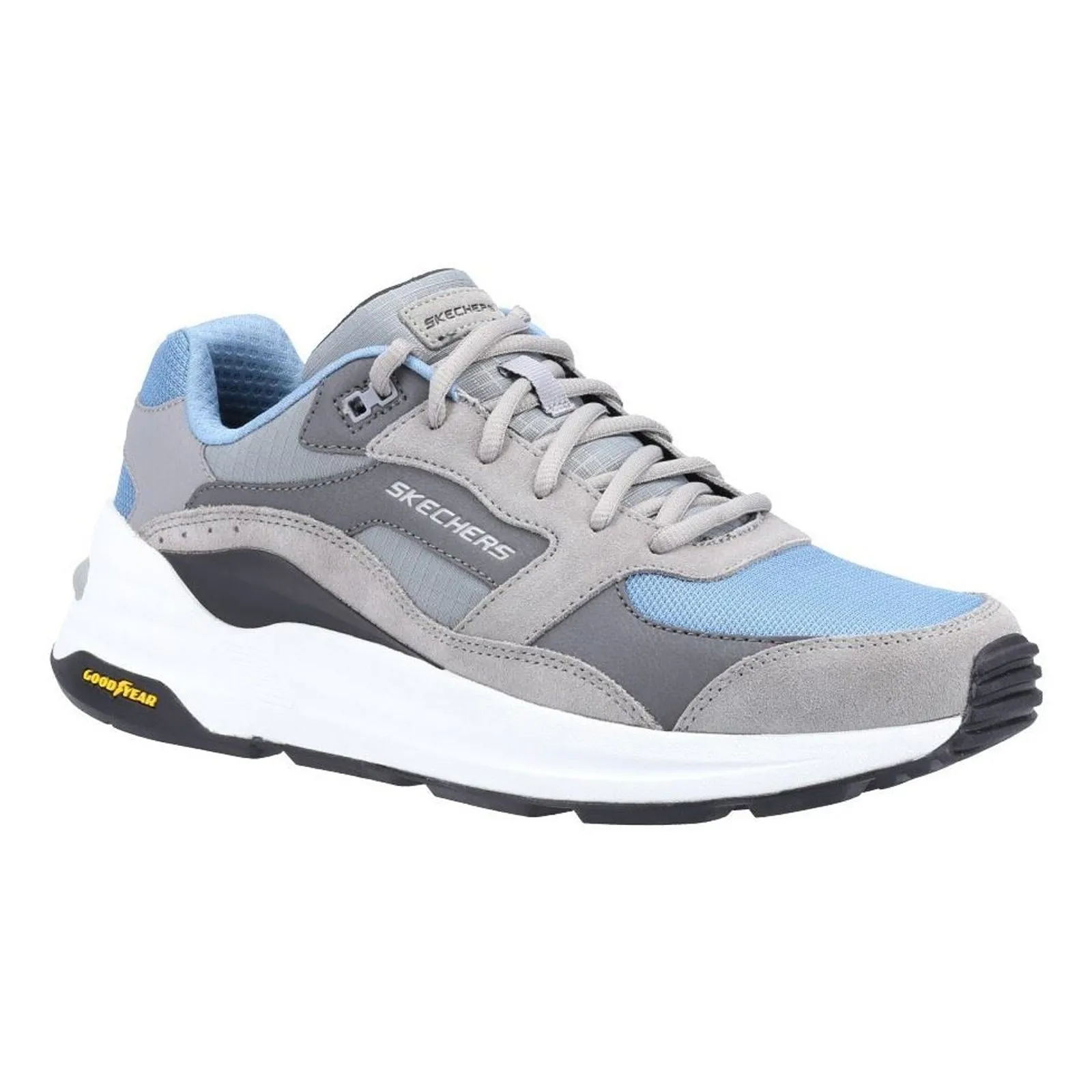 Men's Wide Fit Skechers 237200 Global Jogger Trainers - Grey/Blue sold by Wide Fit Shoes product image thumbnail 3