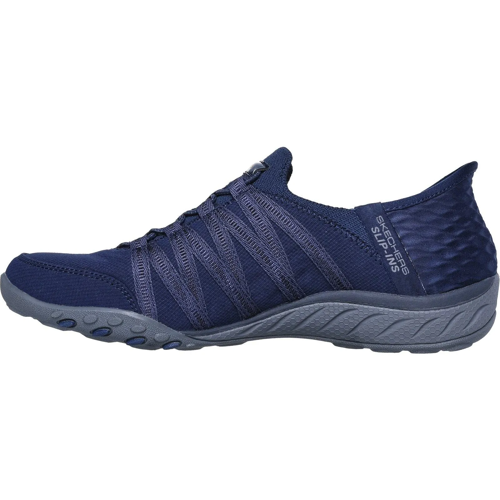 Women's Wide Fit Skechers 100593 Breathe Easy Roll With Me Trainers - Navy sold by Wide Fit Shoes product image thumbnail 5