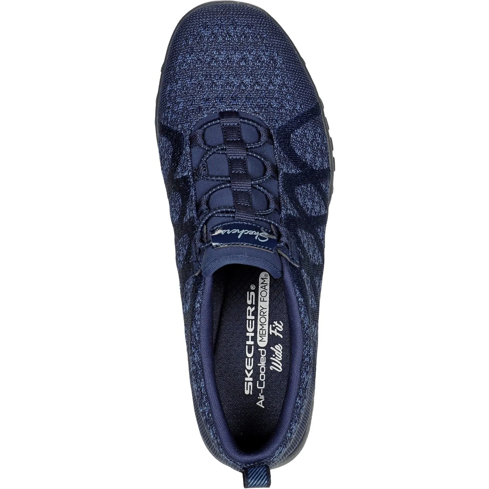 Women's Wide Fit Skechers 100301 Relaxed Fit Breathe Easy Infi Knity Trainers - Navy sold by Wide Fit Shoes product image thumbnail 4