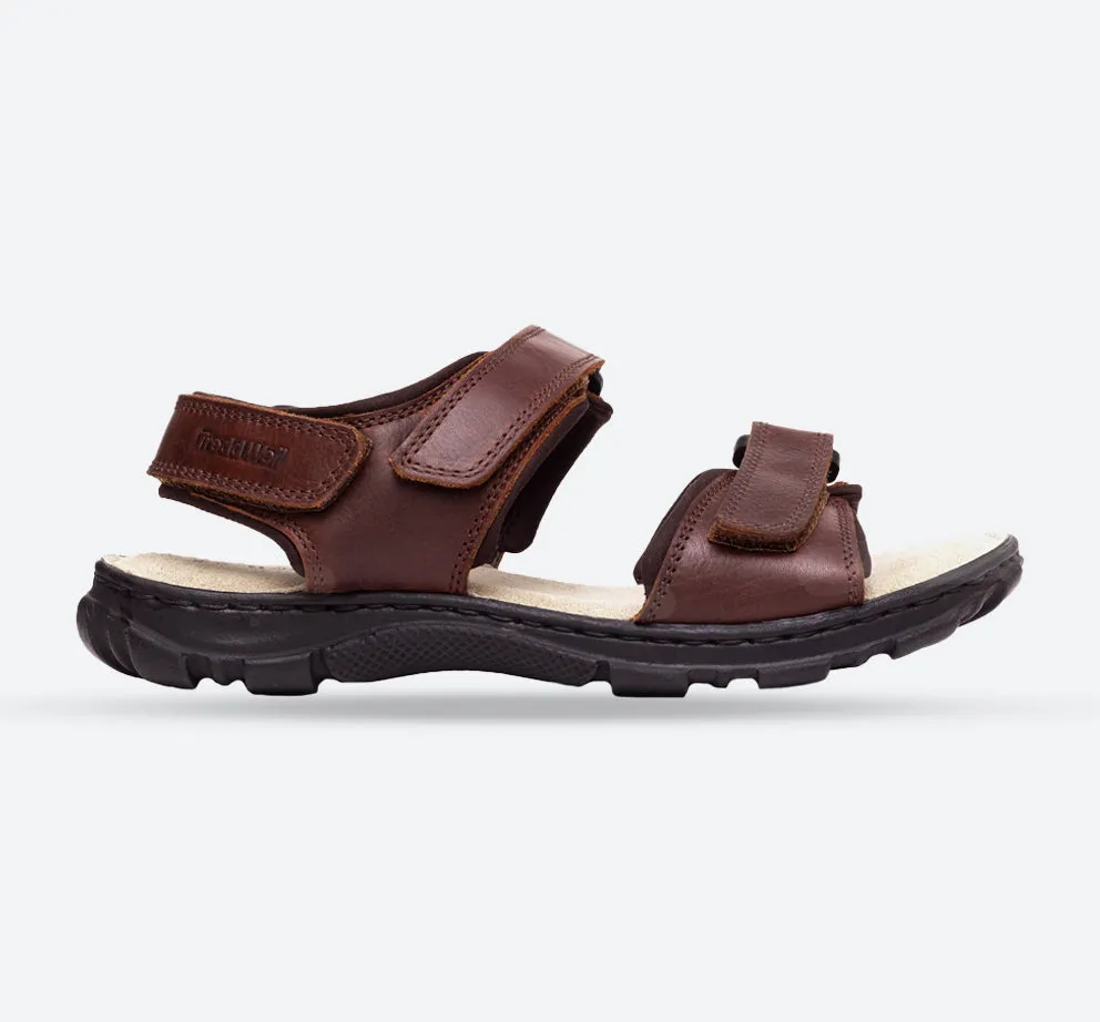 Mens Wide Fit James Leather Sandals by Tredd Well - Brown sold by Wide Fit Shoes