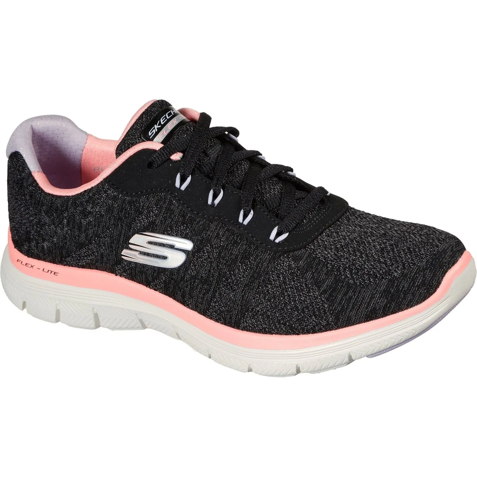 Women's Wide Fit Skechers 149570 Flex Appeal 4.0 Fresh Move Trainers - Black/Coral sold by Wide Fit Shoes product image thumbnail 3