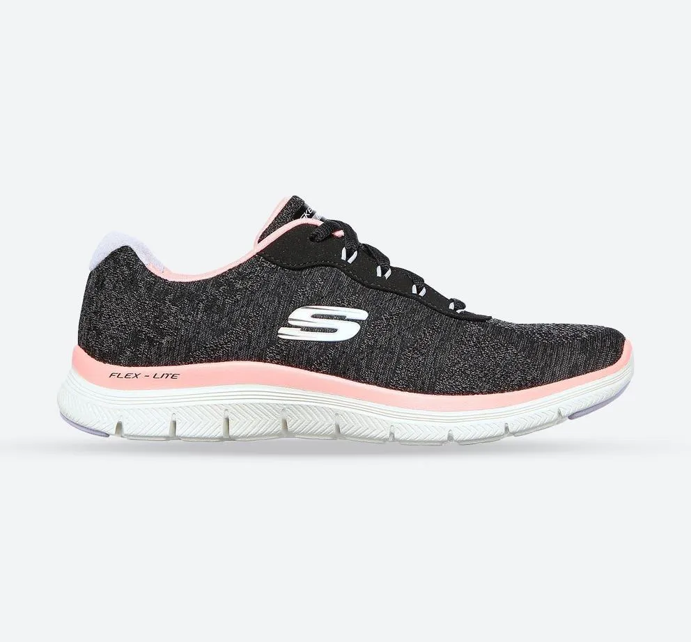 Women's Wide Fit Skechers 149570 Flex Appeal 4.0 Fresh Move Trainers - Black/Coral sold by Wide Fit Shoes