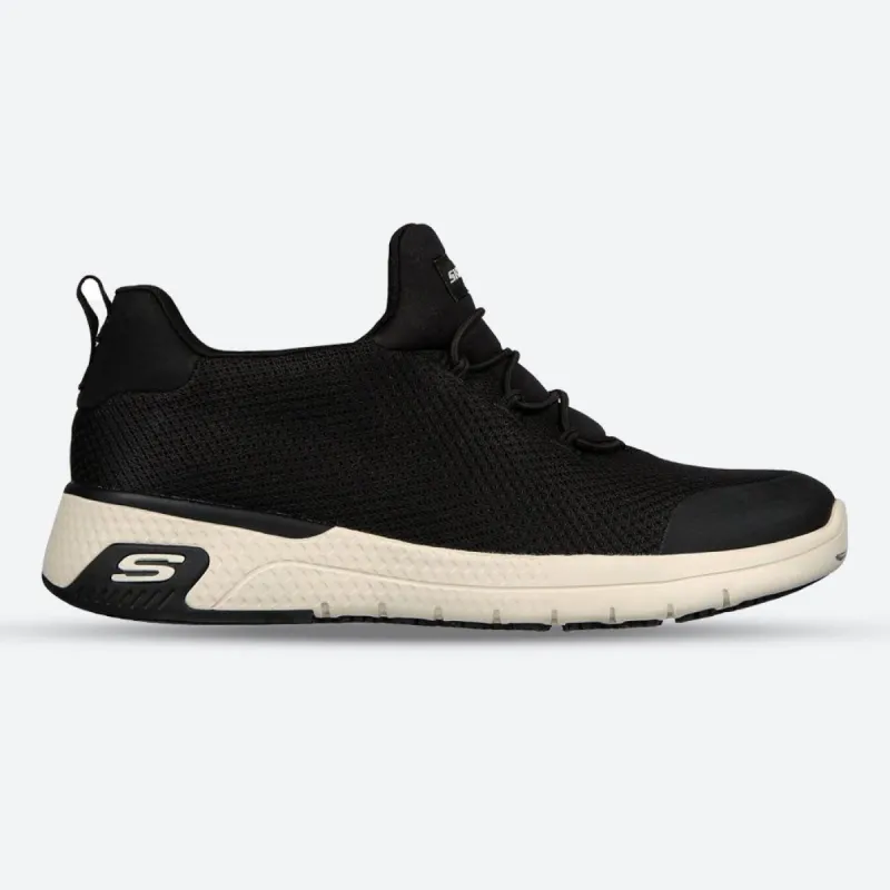 Women's Wide Fit Skechers 77281EC Marsing Waiola SR Safety Trainers - Black/White sold by Wide Fit Shoes