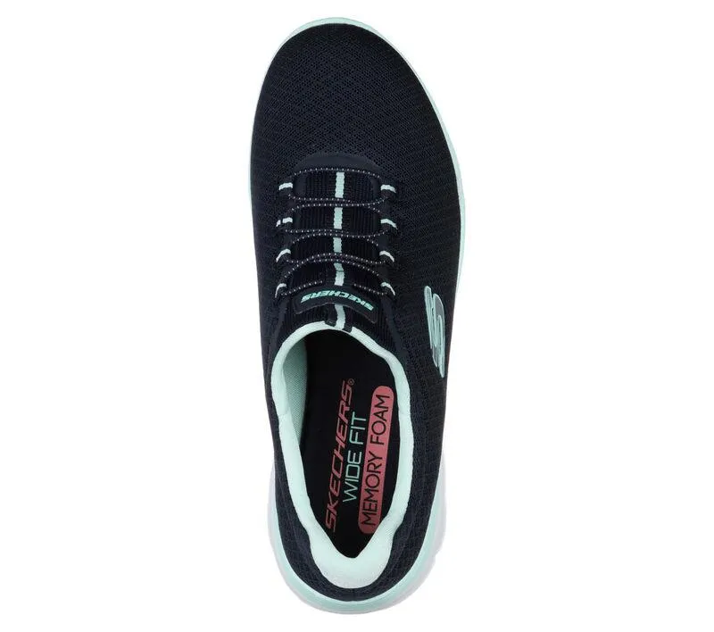 Women's Wide Fit Skechers 12980 Summits Slip On Sports Trainers - Navy/Aqua sold by Wide Fit Shoes product image thumbnail 5