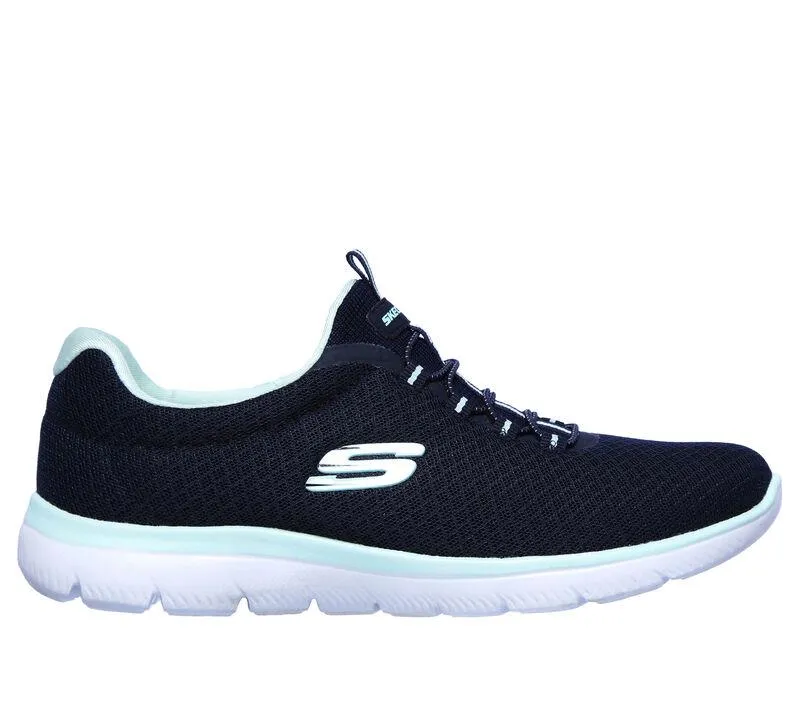 Women's Wide Fit Skechers 12980 Summits Slip On Sports Trainers - Navy/Aqua sold by Wide Fit Shoes product image thumbnail 2