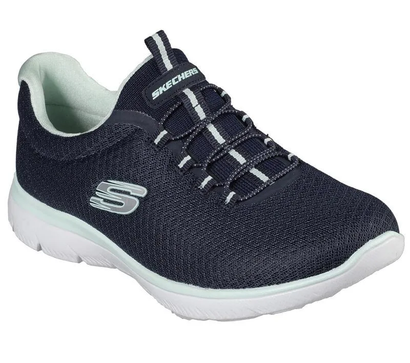 Women's Wide Fit Skechers 12980 Summits Slip On Sports Trainers - Navy/Aqua sold by Wide Fit Shoes product image thumbnail 3
