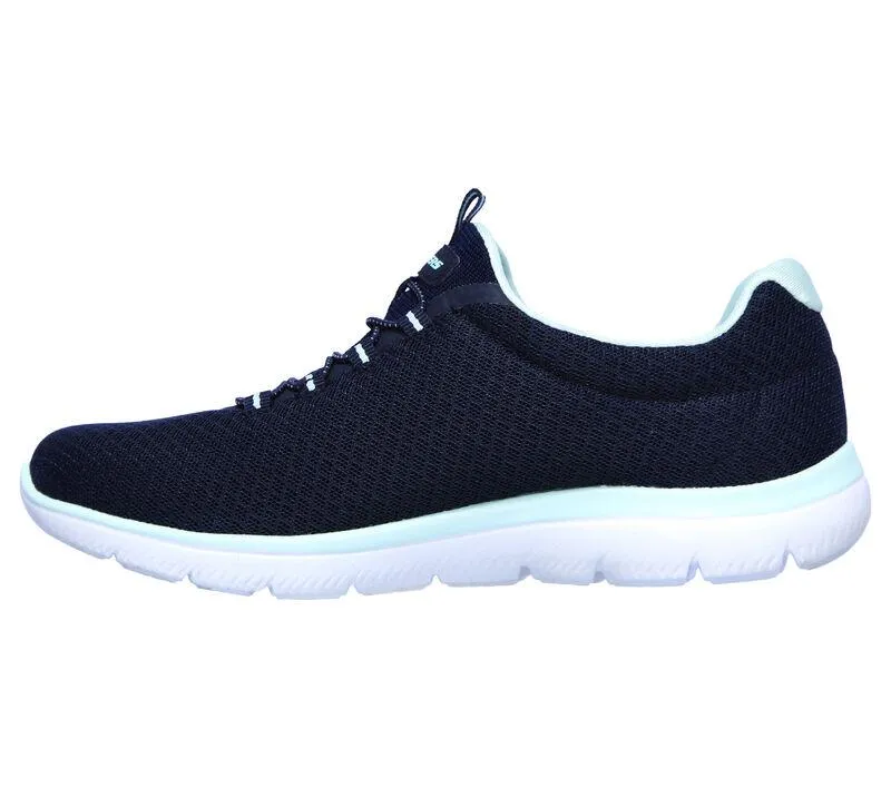Women's Wide Fit Skechers 12980 Summits Slip On Sports Trainers - Navy/Aqua sold by Wide Fit Shoes product image thumbnail 4