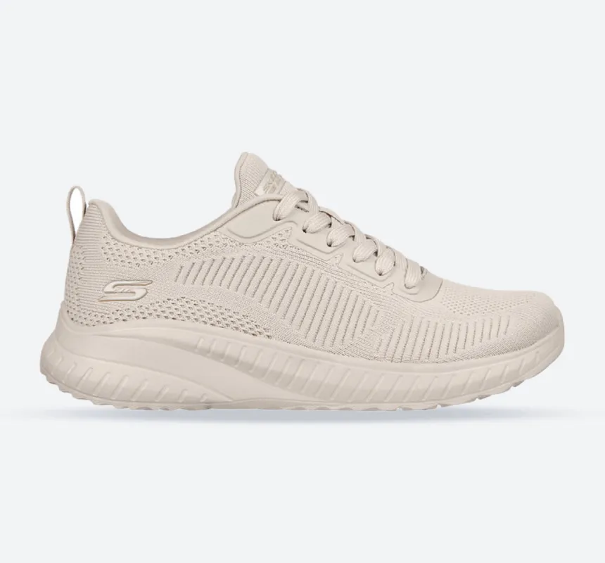 Womens Wide Fit Skechers Bobs Squad Chaos Face Off 117209 Vegan Trainers - Nude/Natural sold by Wide Fit Shoes