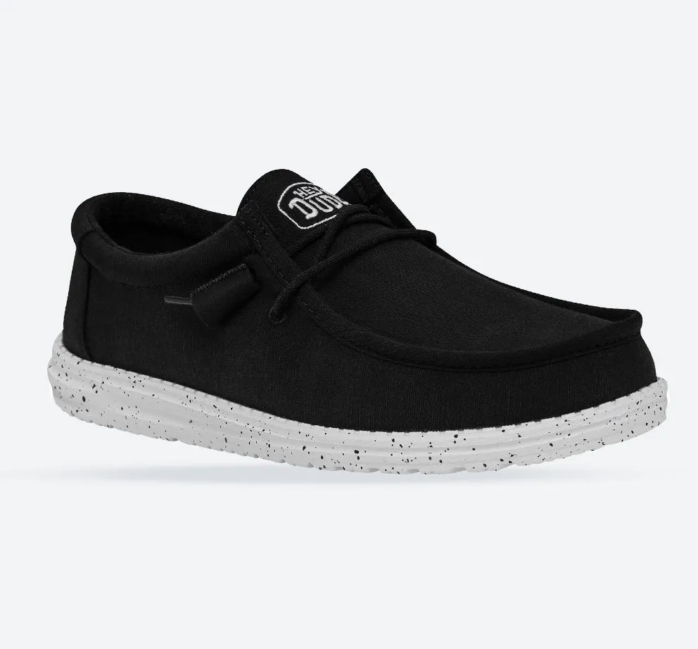 Men's Wide Fit Heydude 40009 Wally Slub Classic Slip On Shoes - Black sold by Wide Fit Shoes
