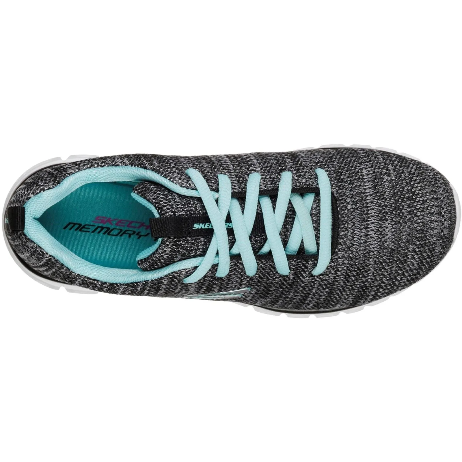 Women's Wide Fit Skechers 12614 Graceful Twisted Fortune Trainers - Black/Turquoise sold by Wide Fit Shoes product image thumbnail 5