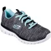 Women's Wide Fit Skechers 12614 Graceful Twisted Fortune Trainers - Black/Turquoise sold by Wide Fit Shoes