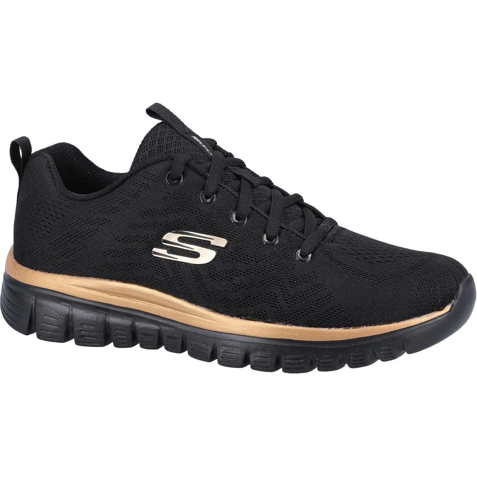 Women's Wide Fit Skechers 12615 Graceful Get Connected Sports Trainers - Black/Rose Gold sold by Wide Fit Shoes product image thumbnail 3