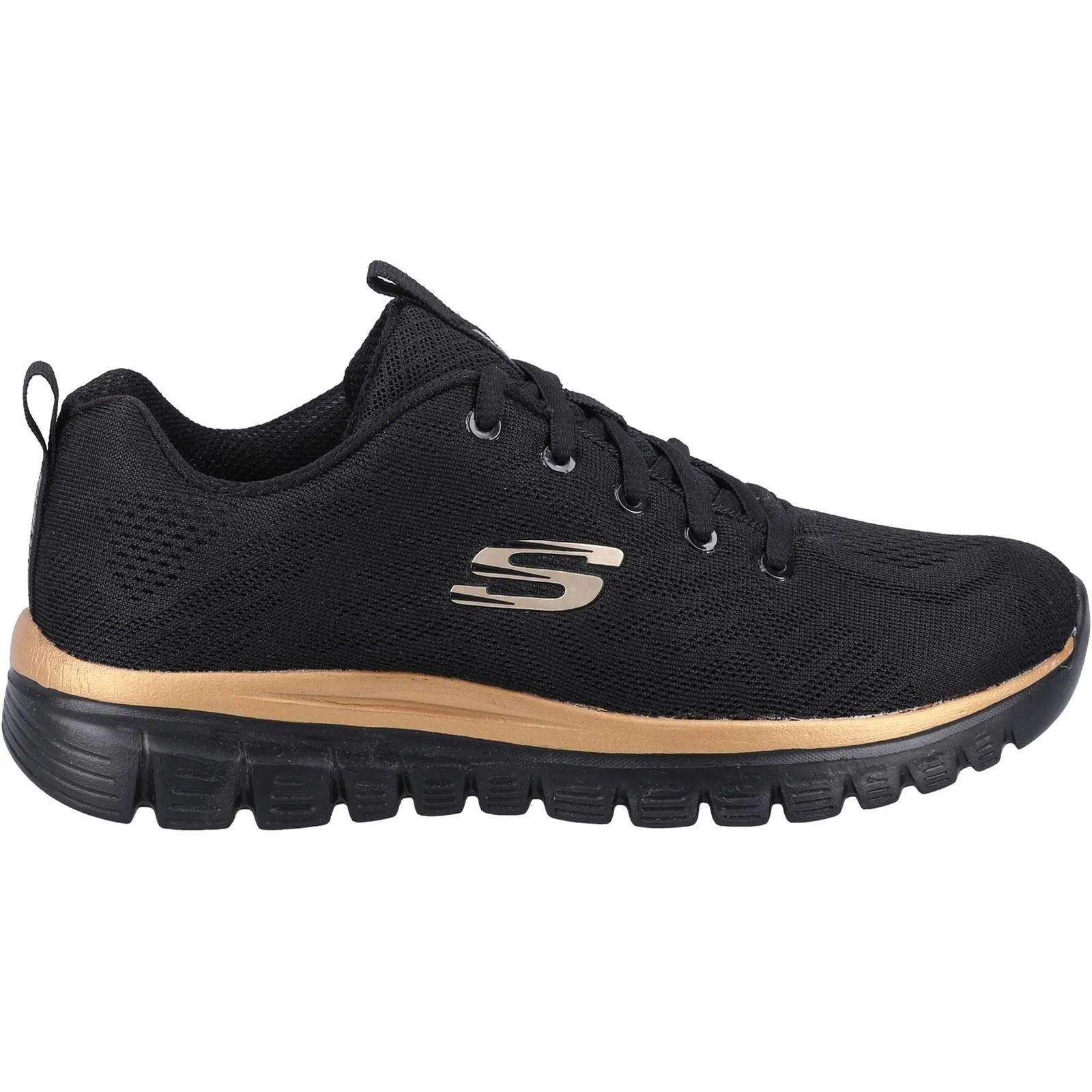 Women's Wide Fit Skechers 12615 Graceful Get Connected Sports Trainers - Black/Rose Gold sold by Wide Fit Shoes product image thumbnail 2