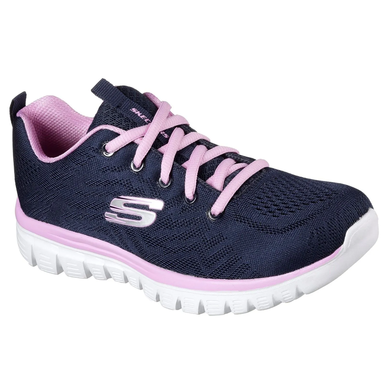 Women's Wide Fit Skechers 12615 Graceful Get Connected Sports Trainers - Navy/Pink sold by Wide Fit Shoes product image thumbnail 3