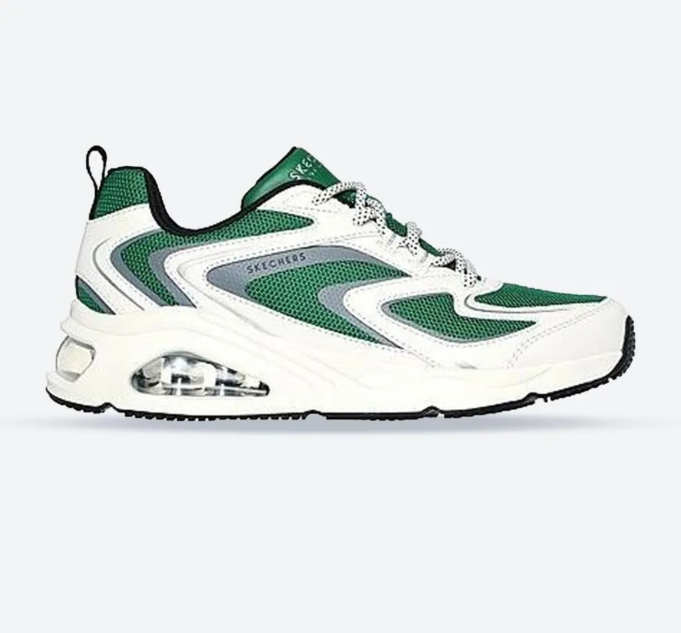 Women's Wide Fit Skechers 177424 Tres Air Uno Street Fl Air Trainers - White/Green sold by Wide Fit Shoes