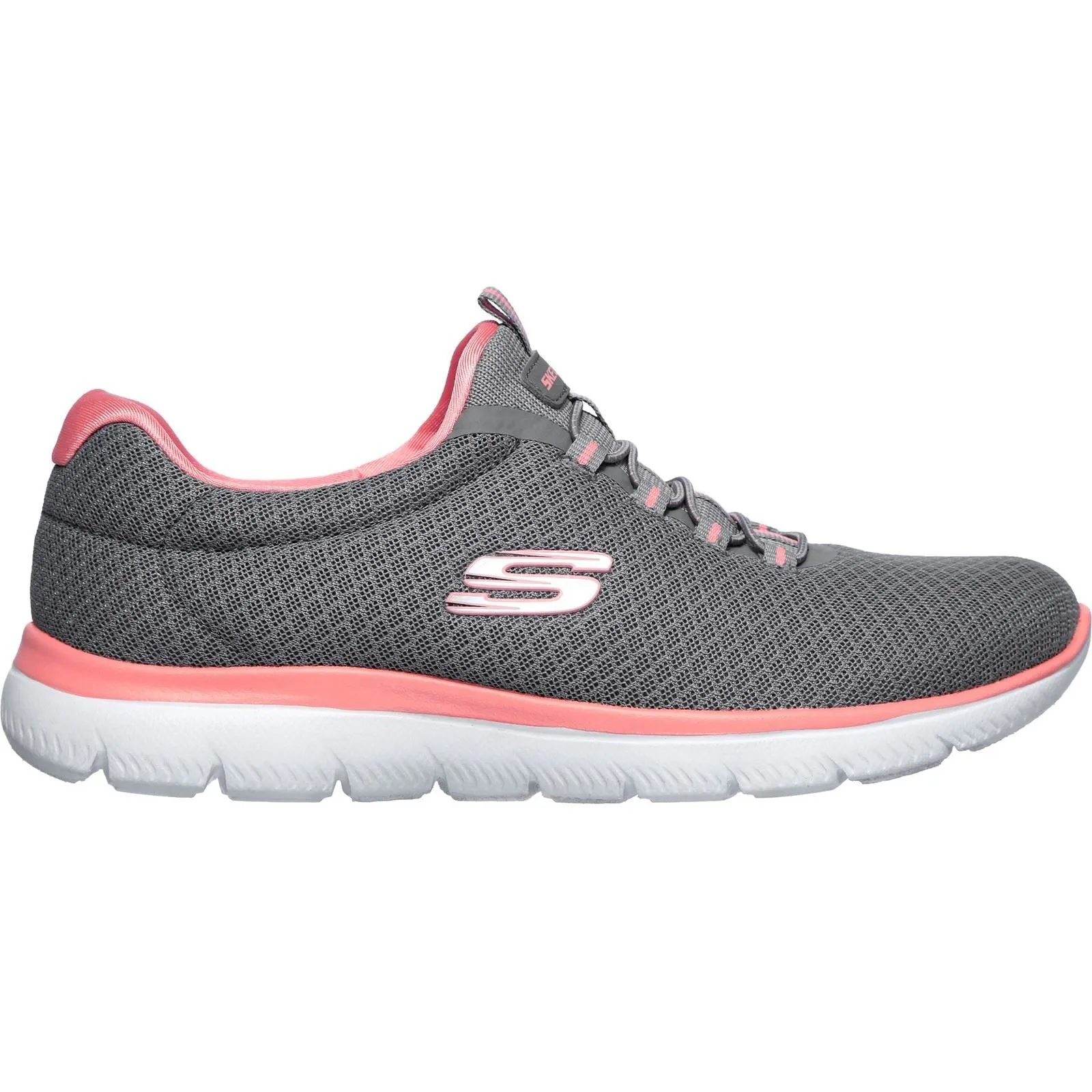 Women's Wide Fit Skechers 12980 Summits Slip On Sports Trainers - Grey/Pink sold by Wide Fit Shoes product image thumbnail 2