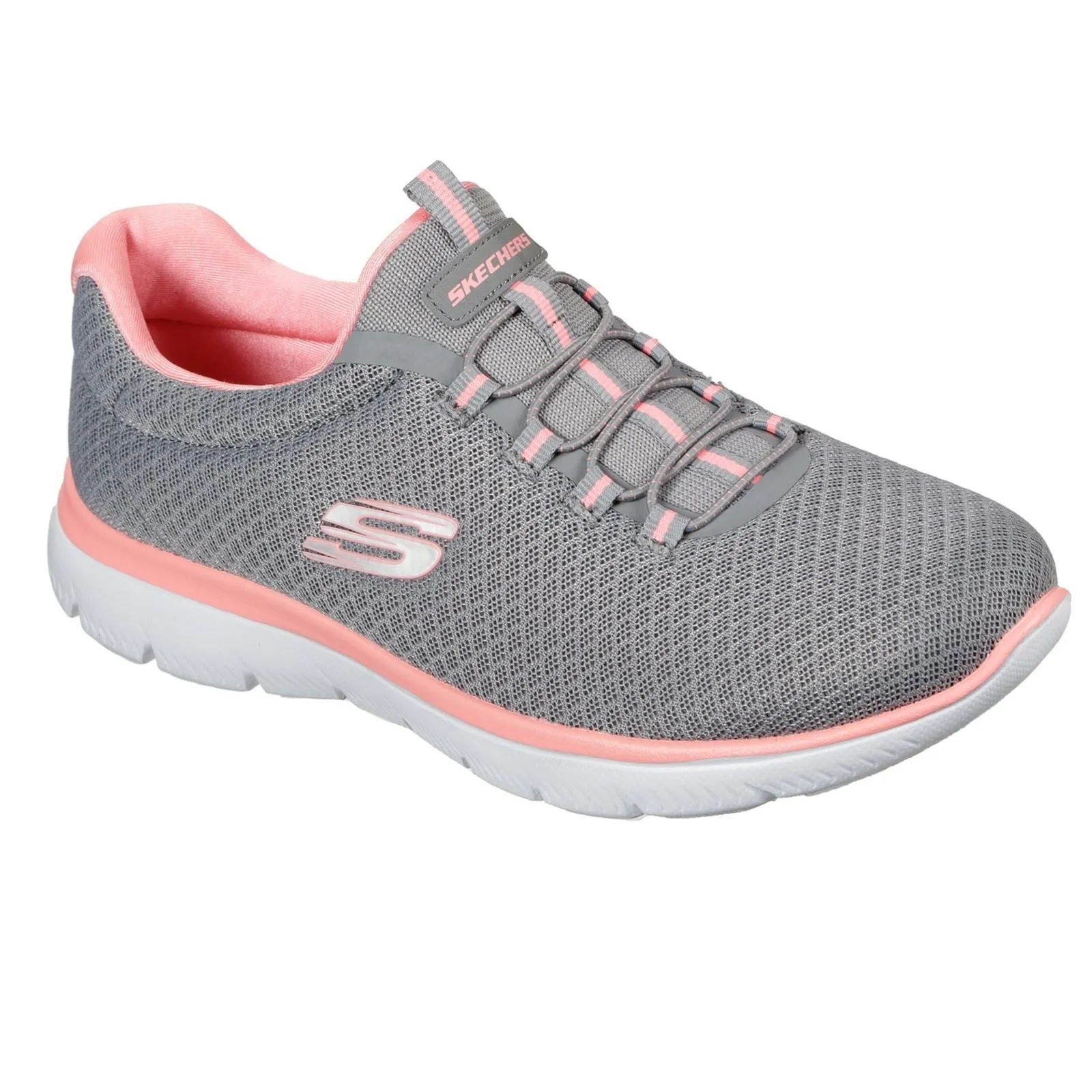 Women's Wide Fit Skechers 12980 Summits Slip On Sports Trainers - Grey/Pink sold by Wide Fit Shoes product image thumbnail 3