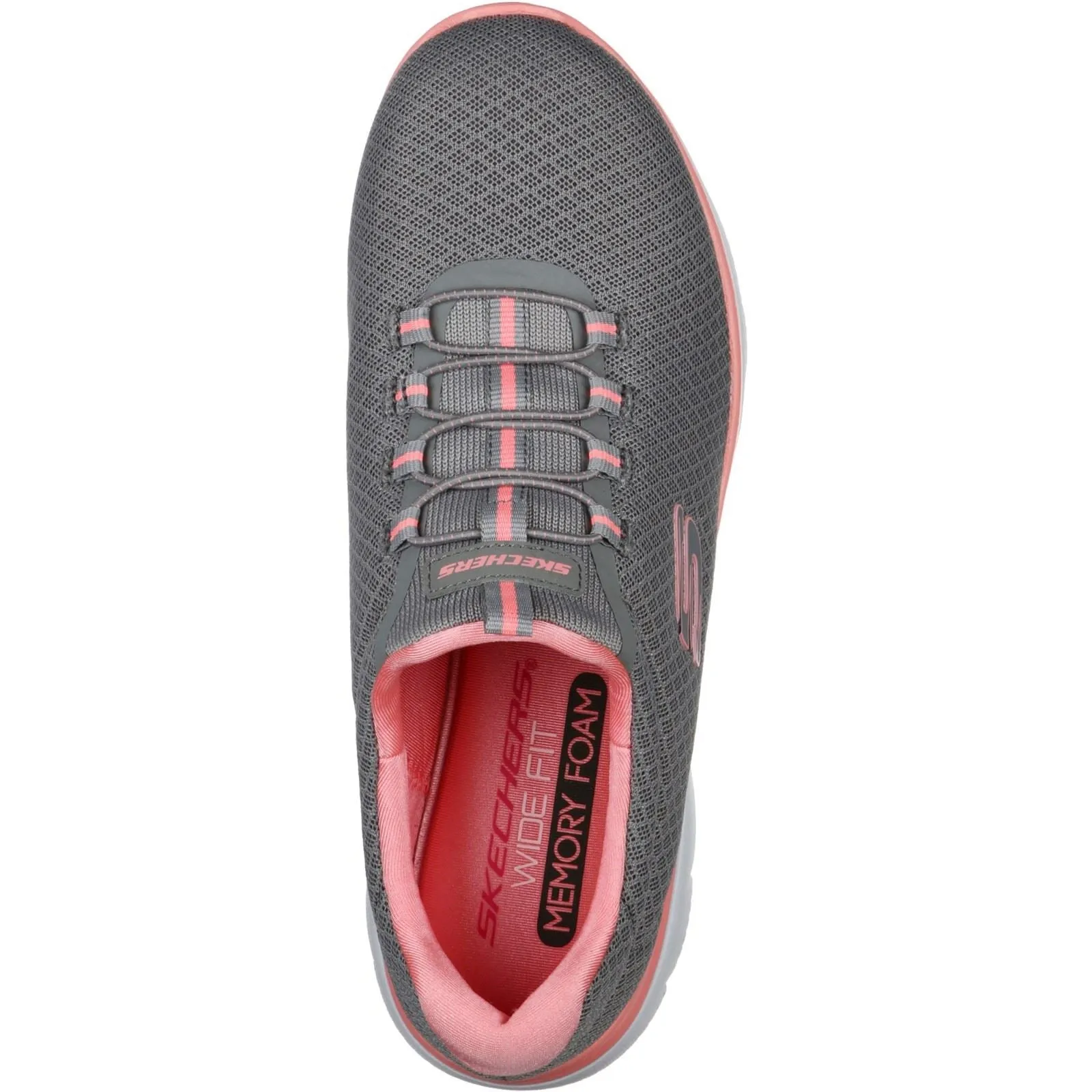Women's Wide Fit Skechers 12980 Summits Slip On Sports Trainers - Grey/Pink sold by Wide Fit Shoes product image thumbnail 4