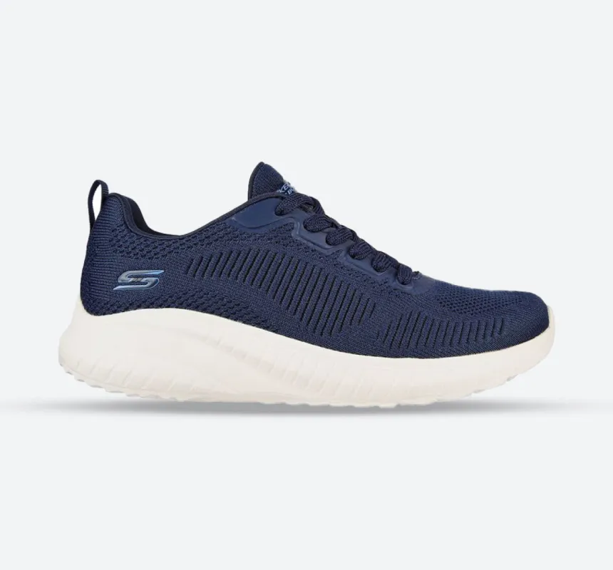 Womens Wide Fit Skechers Bobs Squad Chaos Face Off 117209 Vegan Trainers - Navy sold by Wide Fit Shoes