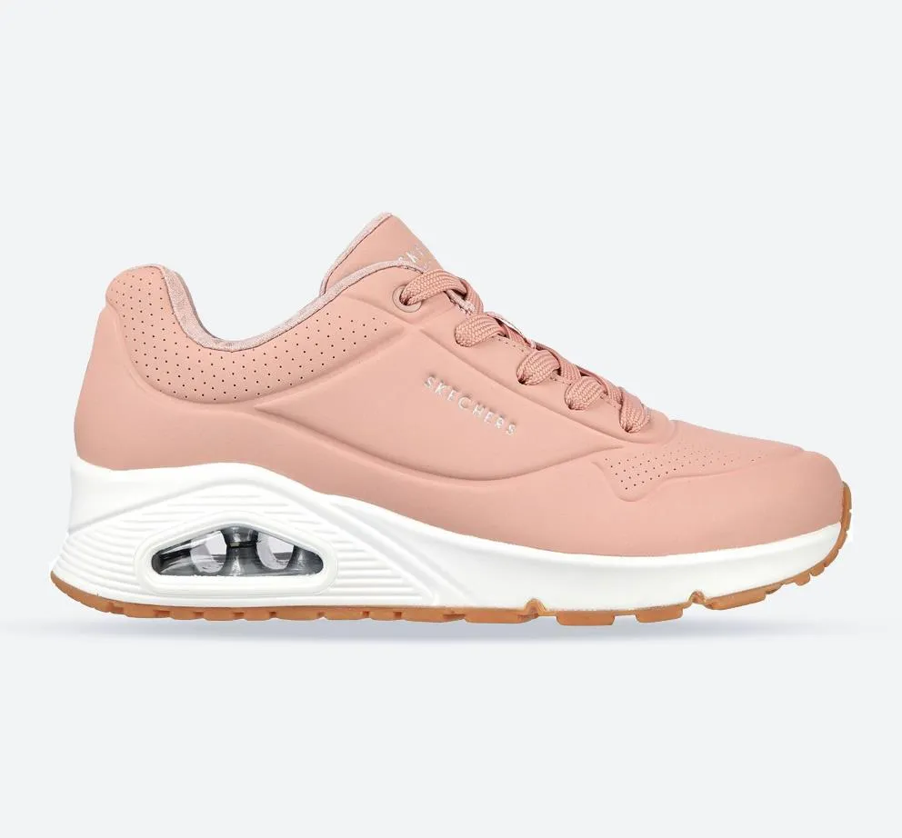 Women's Wide Fit Skechers 73690 Uno Stand On Air Sports Trainers - Blush sold by Wide Fit Shoes
