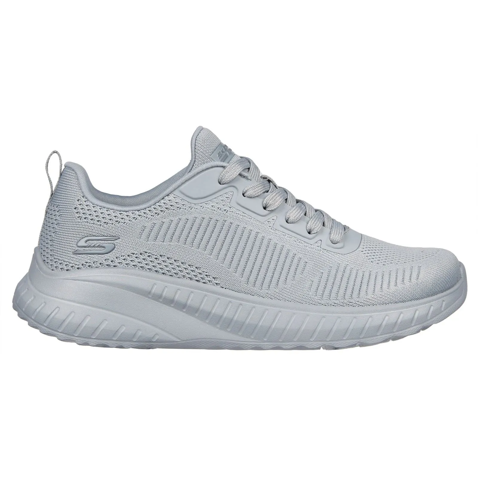 Women's Wide Fit Skechers Bobs Squad Chaos Face Off 117209 Vegan Trainers - Light Grey sold by Wide Fit Shoes product image thumbnail 2
