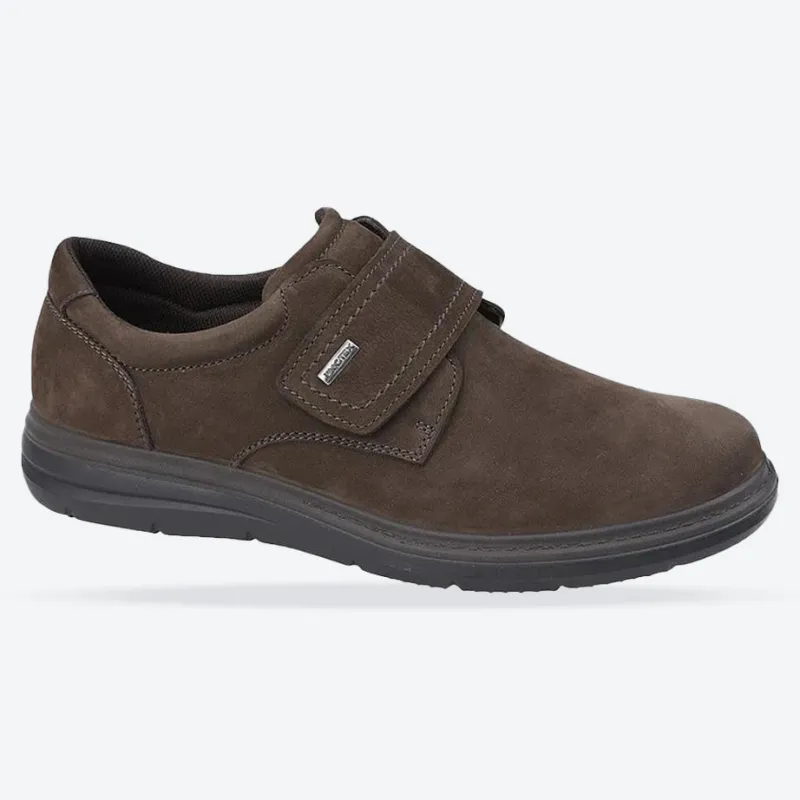 Men's Wide Fit Roamers M337 Touch Fastening Shoes - Brown Leather sold by Wide Fit Shoes