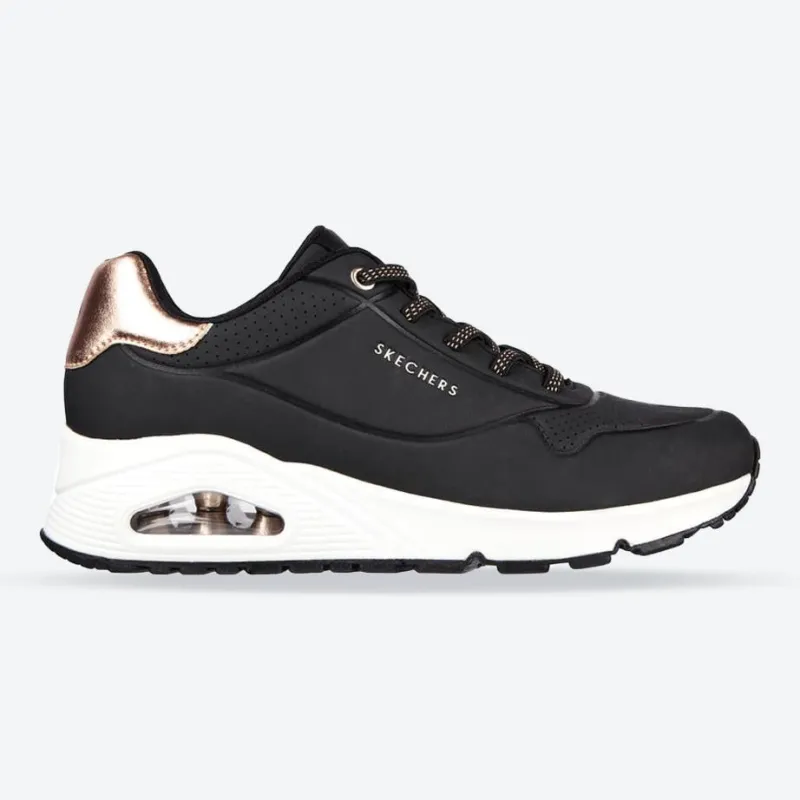 Women's Wide Fit Skechers Uno 155196 Shimmer Away Trainers - Black sold by Wide Fit Shoes