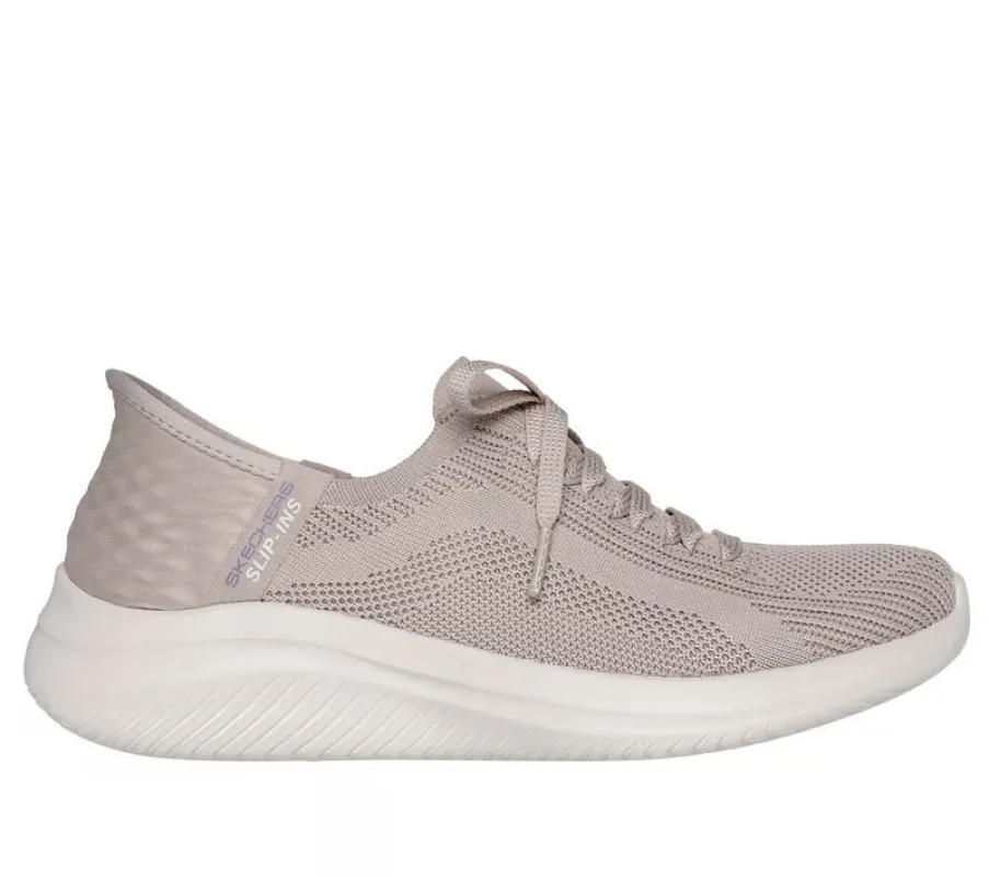Women's Wide Fit Skechers 149710 Slip-ins Ultra Flex 3.0 Brilliant Trainers - Taupe sold by Wide Fit Shoes