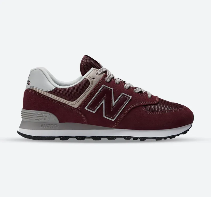 Men's Wide Fit New Balance ML574EVM Walking/Running Trainers - Exclusive - Burgundy/White ENCAP Width 4E sold by Wide Fit Shoes