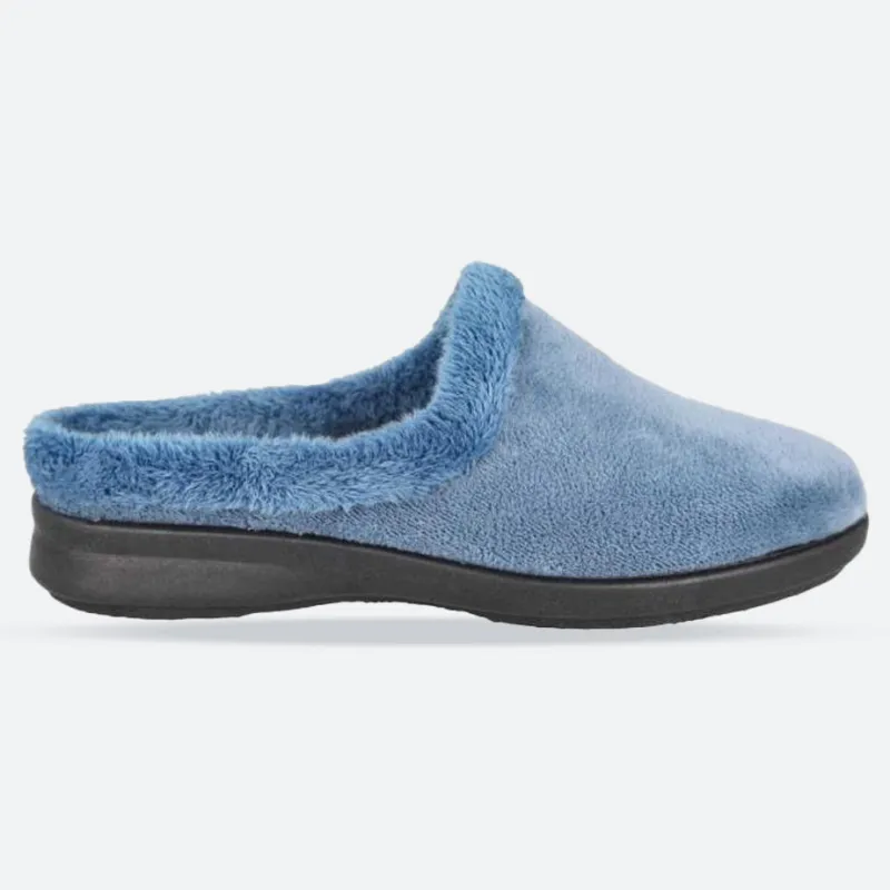 Women's Wide Fit DB Rug Mule Slippers sold by Wide Fit Shoes