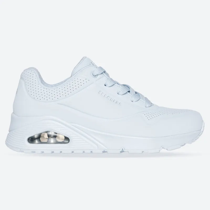 Women's Wide Fit Skechers 73690 Uno - Stand On Air Walking Street Wear Trainers - Light Denim sold by Wide Fit Shoes