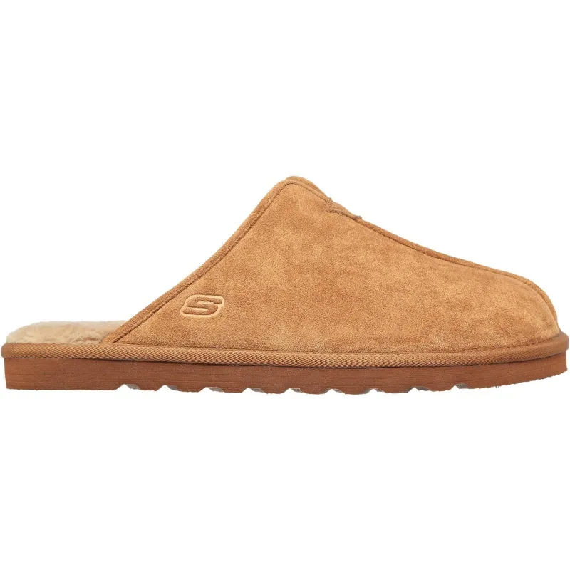 Men's Relaxed Fit Skechers 66094 Renten Palco Slippers - Tan sold by Wide Fit Shoes
