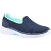 Women's Wide Fit Skechers 124508 Go Walk 6 Big Splash Trainers - Navy/Turquoise sold by Wide Fit Shoes
