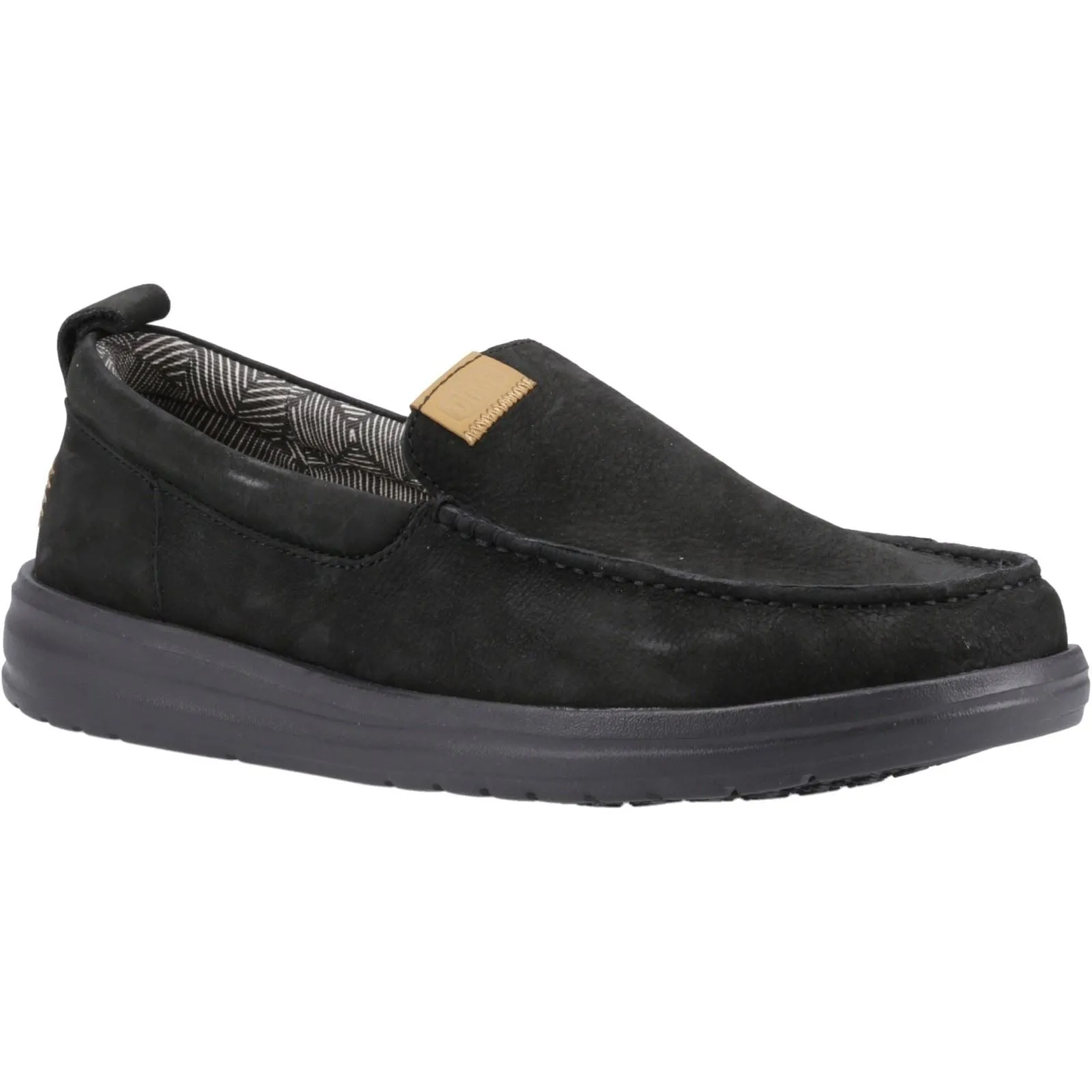 Men's Wide Fit Heydude 40173 Wally Grip Moc Craft Leather Shoes - Black sold by Wide Fit Shoes product image thumbnail 3
