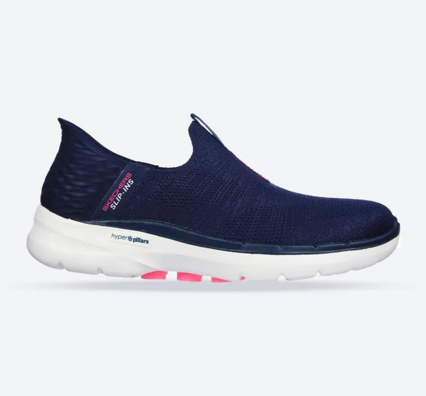 Women's Wide Fit Skechers 124569 Slip-ins GO WALK 6 Fabulous View Trainers - Navy sold by Wide Fit Shoes