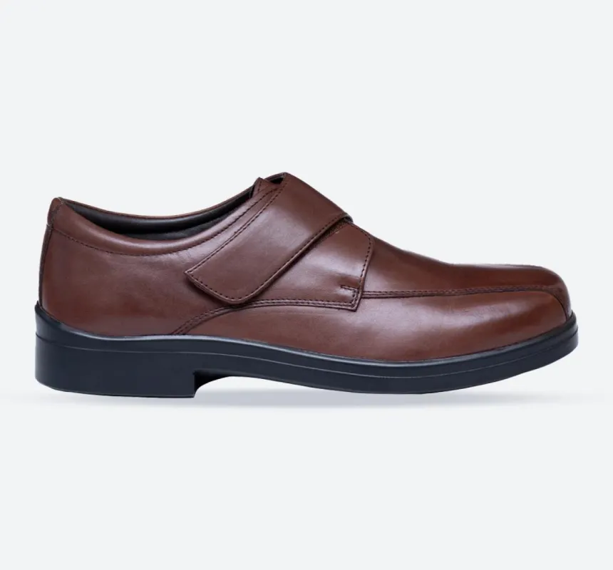 Mens Wide Fit Tredd Well Peter Velcro Shoes - Dark Brown made by Wide Fit Shoes