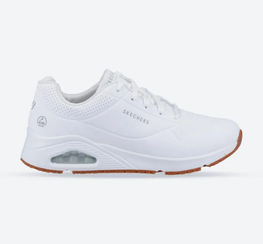 Men's Wide Fit Skechers 200054EC Uno SR Trainers - White sold by Wide Fit Shoes