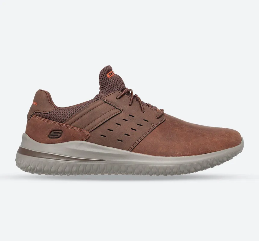 Mens Wide Fit Skechers Street Wear Delson 3.0 210308W Luxury Walking Trainers - Brown sold by Wide Fit Shoes